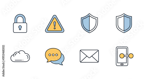 Security icons for digital protection.