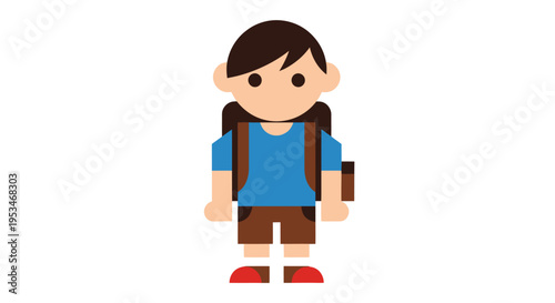 Cartoon girl with brown hair.