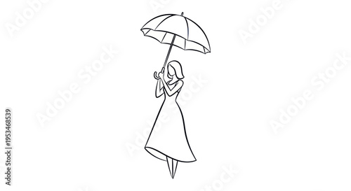 Woman holding umbrella in dress.
