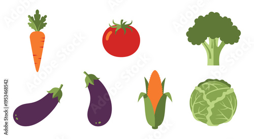 Vegetables including carrot and broccoli.