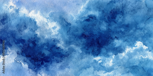 Celestial Symphony: An ethereal watercolour painting showcases the boundless beauty of the sky, with layers of cerulean and indigo hues blending seamlessly to evoke a sense of calm and wonder.