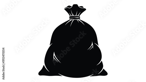 Black sack with drawstring a simple graphic representation silhouette