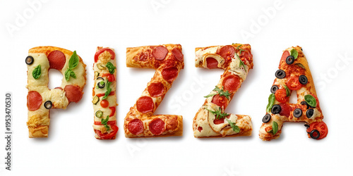 PIZZA Word Made from Delicious Pizza Slices