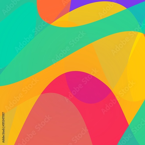 Vibrant Colorful Abstract Wavy Shapes Background with Flowing Curves