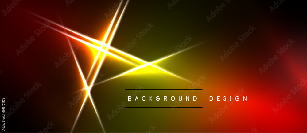 Obraz premium Abstract background features vibrant yellow lines against dark red, gold gradients. Modern design evokes energy, dynamism. Text reads background design.