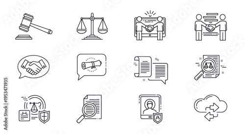Law Legal Justice Icons Set.
