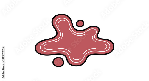 Pink Liquid Blob with White Outline.