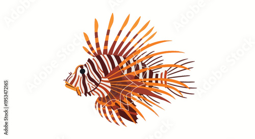 Lionfish with orange and black fins.