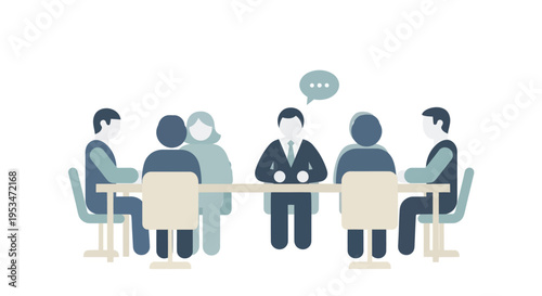 Business people sitting around table meeting.