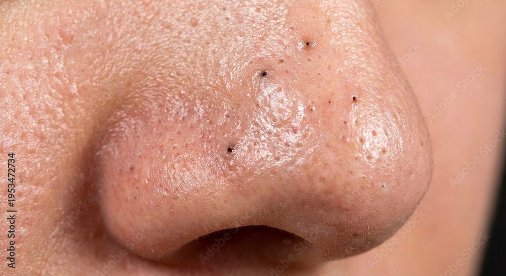Fototapeta premium Macro Skin Texture Showing Enlarged Pores and Blackheads.
