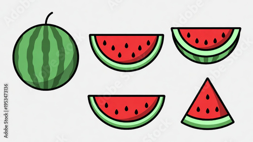 illustration of watermelon with slice