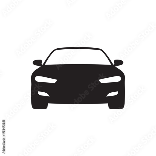 Car icon. front view of modern car isolated on white background. vector illustration