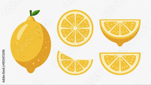 Illustration of whole and sliced orange icon on plain background 