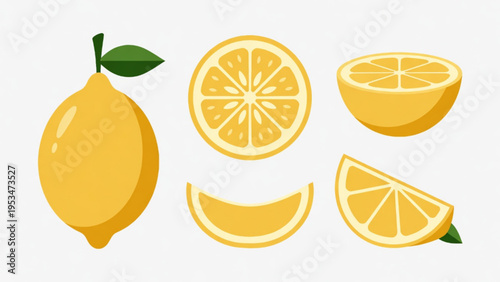 Illustration of whole and sliced orange icon on plain background 