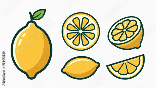 Illustration of whole and sliced orange icon on plain background 
