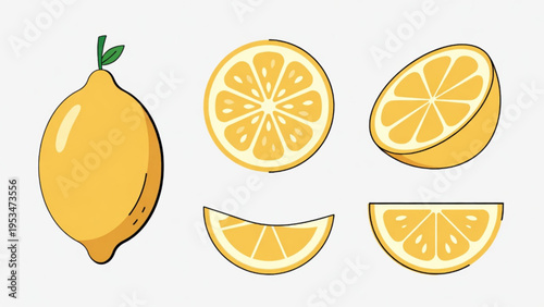 Illustration of whole and sliced orange icon on plain background 