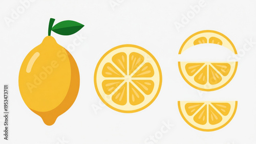 Illustration of whole and sliced orange icon on plain background 