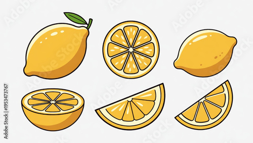 Illustration of whole and sliced orange icon on plain background 