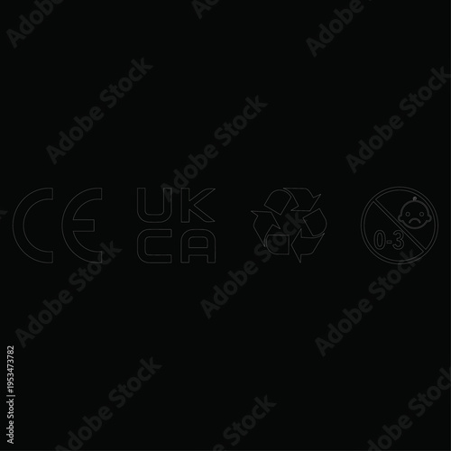 Packing Icon Set – 12M Period After Opening Recycling and WEEE Symbol Vector