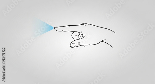 Hand Pointing with Light Emanating from Fingertip Illustration.