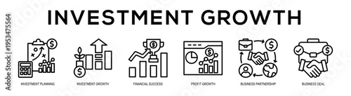 Investment Growth web banner illustration concept