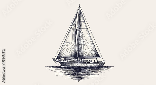 Sailboat glides smoothly across calm waters on a sunny day freely