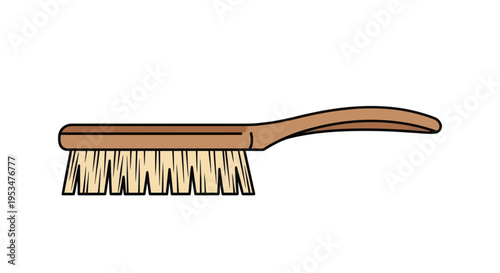 Wooden handle brush with bristles.
