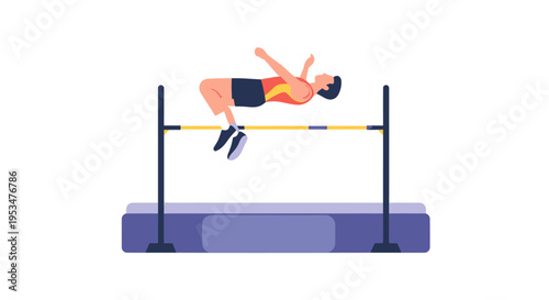 Man jumping over hurdle in track.