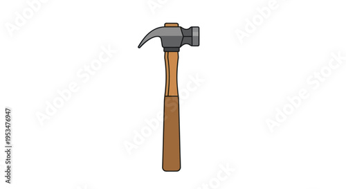 Hammer with wooden handle and metal.