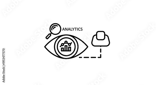 Business Analytics Concept: Eye with Chart, Magnifying Glass, and User Icon