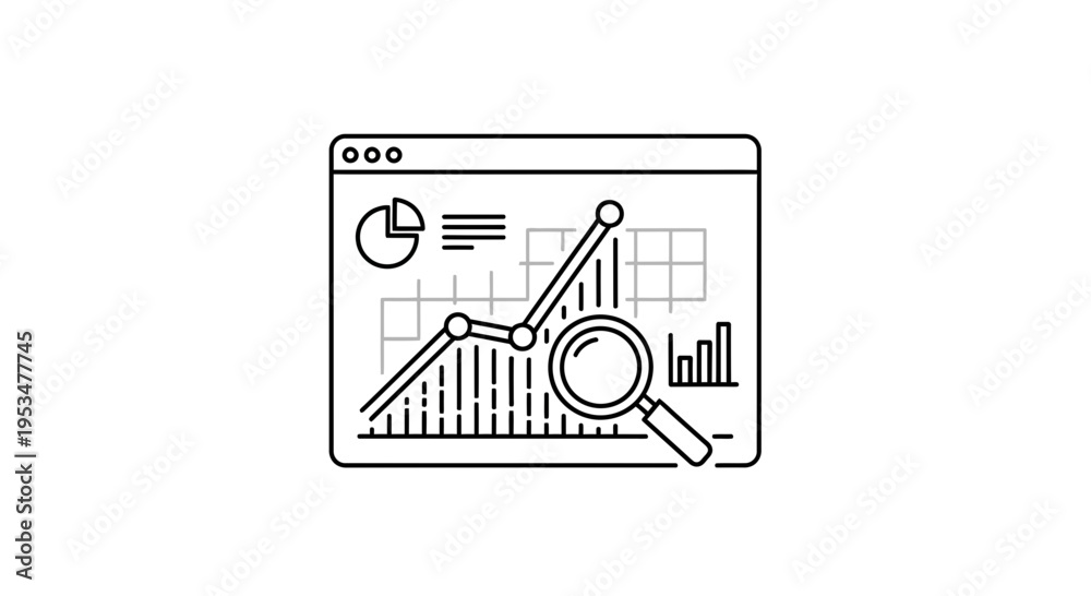 Obraz premium Business analytics graph with magnifying glass on screen, data analysis and financial growth concept