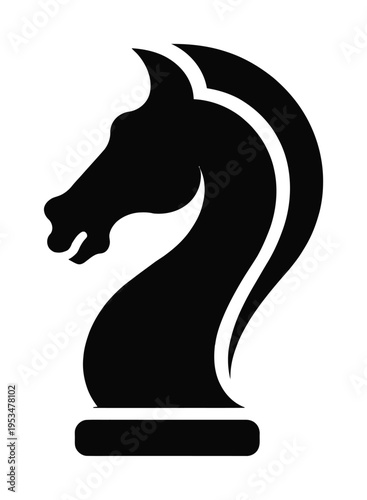 Vector of a knight chess piece featuring a stylized horse head design
