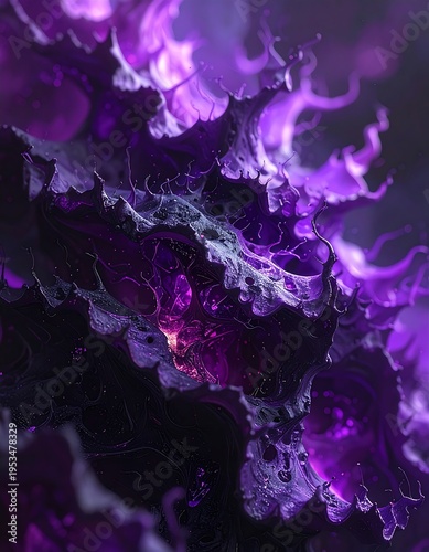 A vibrant purple abstract artwork with swirling patterns