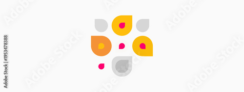 Abstract colorful shapes cluster together. Soft hues create playful visual impact. Minimalist design, simple composition.