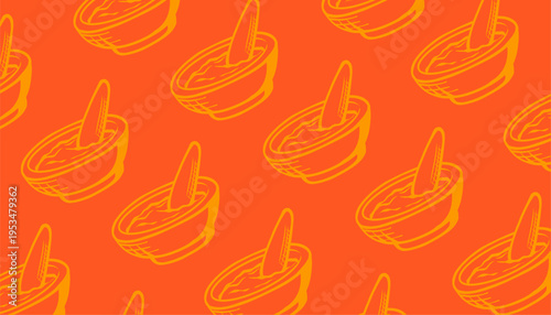 Mortar Pestle Seamless Pattern. Hand Drawn Kitchen Tool Illustration. Repeating Culinary Grinding Bowl Design. Minimal Outline Cooking Utensil Style. Decorative Food Preparation Background.