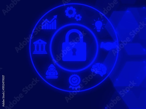 Cyber security data protection business technology privacy concept.
 technology abstract background of animation. Close up of an eye focusing on Cyber Security concept on a futuristic screen