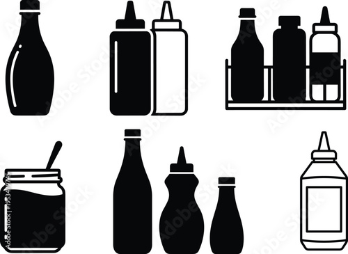 Black and white condiment bottle silhouette