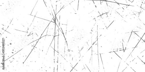 Abstract white grunge background with random fine scratch marks and scattered black lines, subtle distressed texture, minimal industrial style, clean yet worn high-resolution scratch wall backdrop.