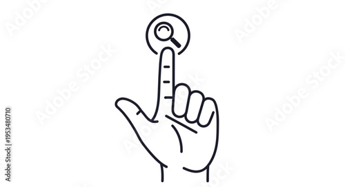 Hand pressing a search button - a symbol of online exploration.