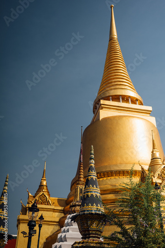 Golden chedi stupa at Grand Palace Bangkok Thailand temple