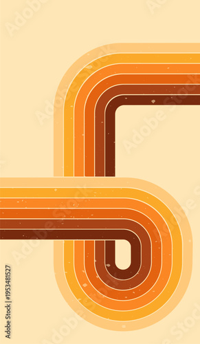 Wavy rainbow stripe poster with retro groovy lines.