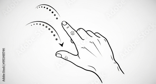 Hand gesture illustration - Swipe down with finger, user interface concept.