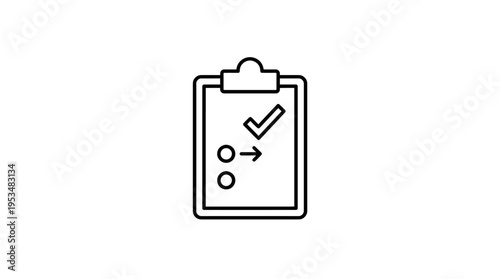 Minimalist Clipboard Icon with Checklist Complete