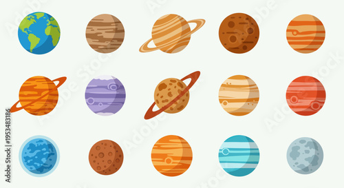 Planets in our solar system icons.