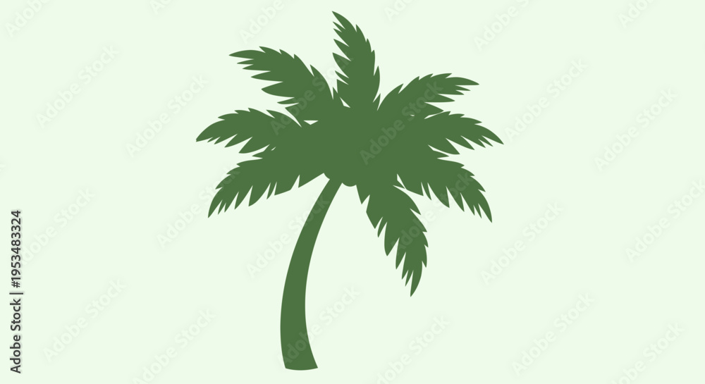 Fototapeta premium Single Green Palm Tree Silhouette Icon.