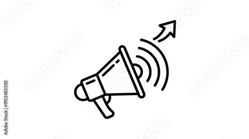 Megaphone Icon with Sound Waves and Arrow