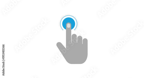 Hand pointing to a button icon.