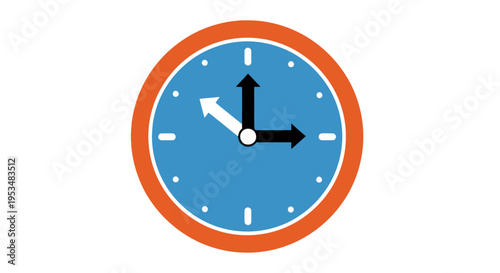 Clock with orange border and blue face.