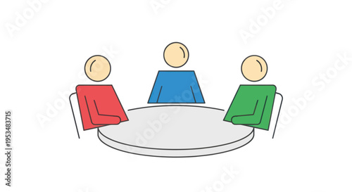 Three people sitting at table.