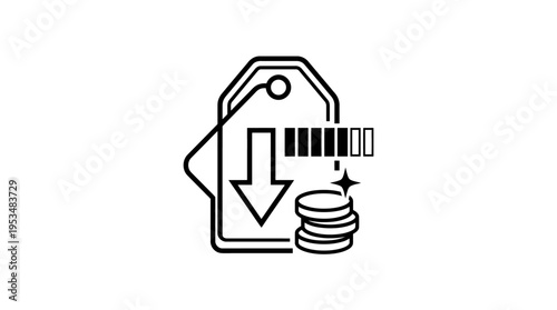 Price Tag with Barcode and Coins